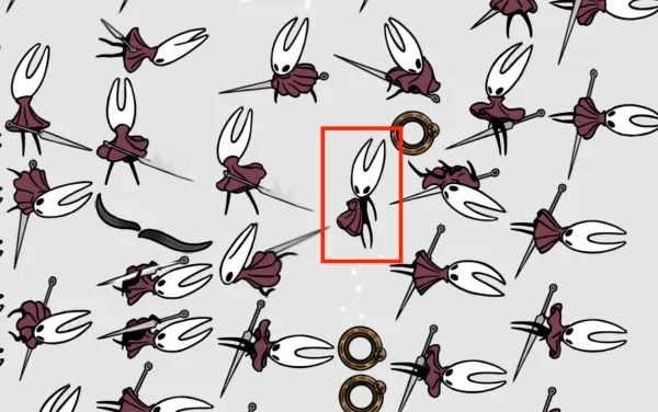 Close up of the controversial Hornet sprite from Hollow Knight: Silksong