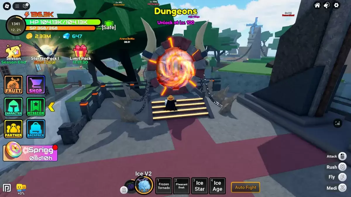 Dungeon portal location in Anime Fruit