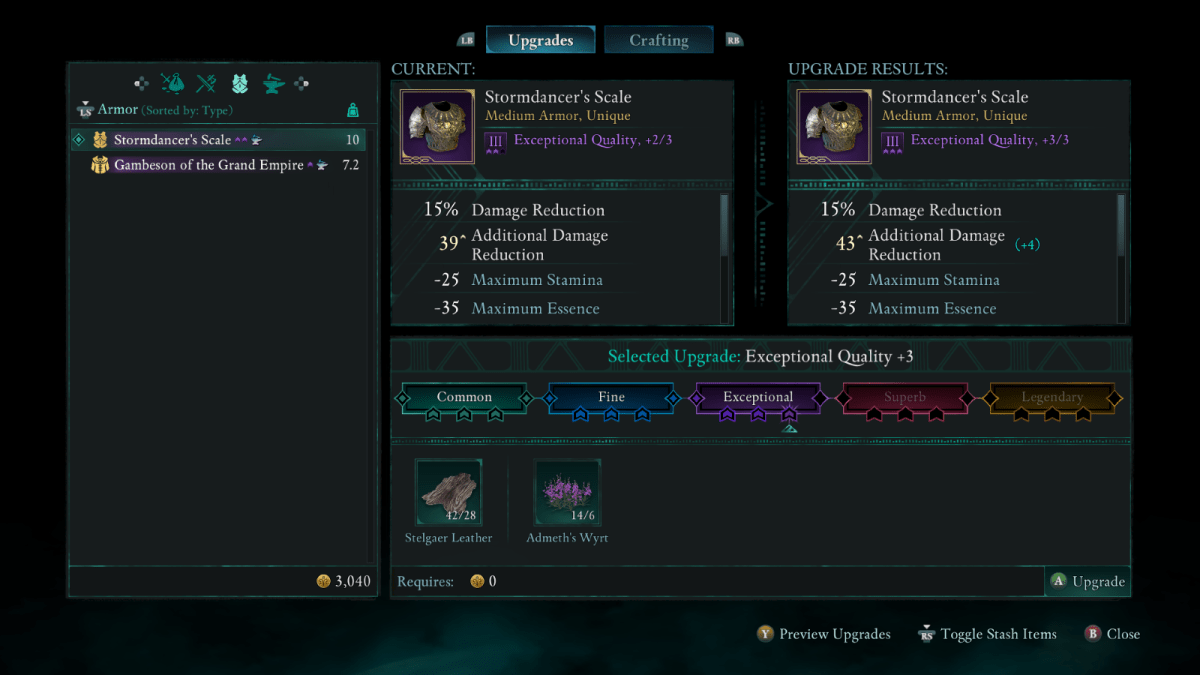 Image showing different categories of weapons and armor in Avowed