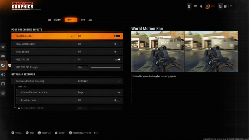 Call of Duty：Black Ops 6 Blur Settings